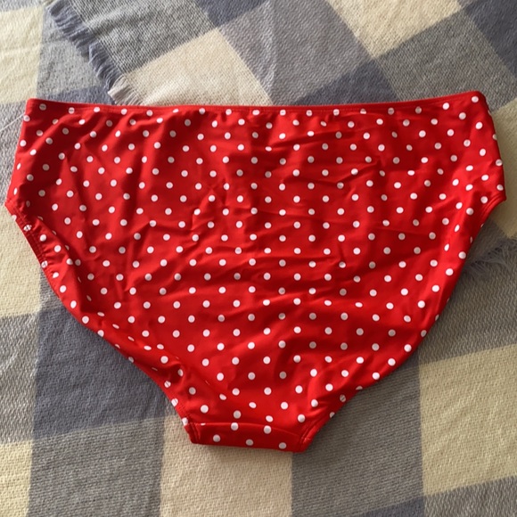 Retro Red Polka Dot High Waist Bikini Bottoms - Picture 2 of 2
